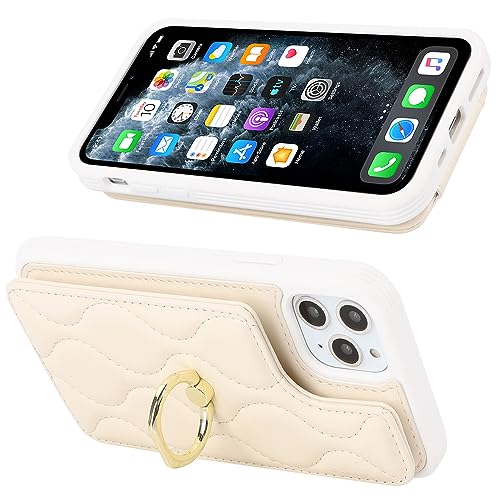 Image of for iPhone 11 Pro Case with Card Holder,iPhone 11 Pro Wallet Case for Women,Credit Card Holder,Stand Ring Kickstand and RFID Blocking,PU Leather Phone Case 5.8 inch(Beige)