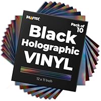 Black Metallic Vinyl Holographic & Oil Slick Vinyl Permanent for Cricut: [10PK, 12 x 11 inch] Black Chrome Sheets