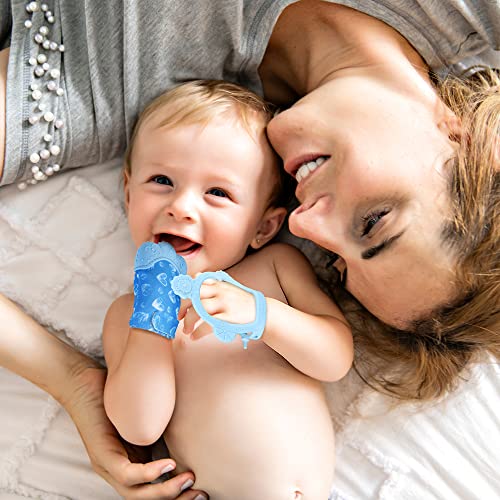 Vicloon Beißring Baby, Baby Spielzeug und Zahnungshilfe für 0 3 6 Monate, Beißhandschuhe, BPA Frei,Beruhigen Sie wundes Zahnfleisch,Handschuhe Beißring Spielzeug-Blau