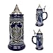 Essence of Europe Gifts 0.6 Liter | OktoberfestHaus German Adler (Eagle) Stein Mug Beer Steins For Men Cobalt Blue Ceramic Beer With Metal Emblem Bier Krug With Lid Masskrug Aleman and Jarra Stein