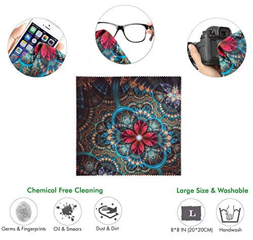 Fantasy Fractal Florals Ergonomic Design Mouse Pad With Wrist Rest Hand Support. Round Large Mousing Area. Matching Microfiber Cleaning Cloth For Glasses & Screens. Great For Gaming & Work #TOP1