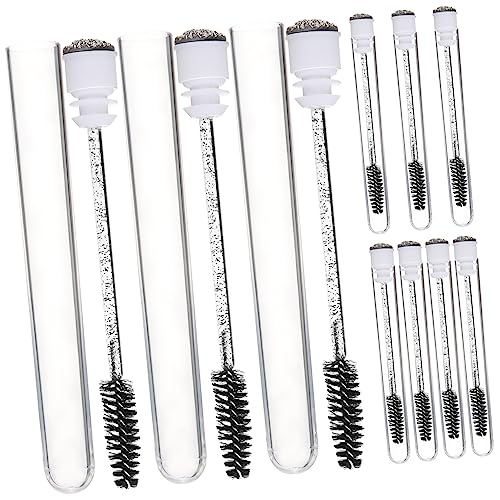 IWOWHERO Ergonomic Lash Mascara Brush Applicators 10pcs Girl Makeup Brush Set with Empty Mascara Tubes Beauty Tools