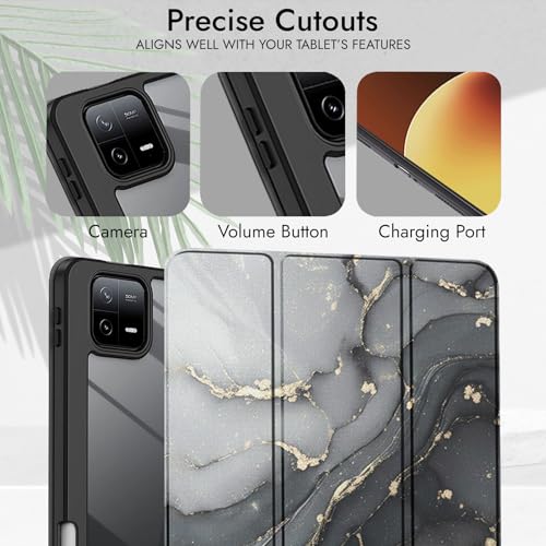 Image of Robustrion Cover for Xiaomi Pad 8 /8 Pro / 7 /7 Pro Cover Case 11.2 inch, Hybrid Flip Cover with [Transparent Back] and [Pencil Holder] for Xiaomi Mi Pad 7 /8 Cover [Auto Sleep Wake] - Ocean Black