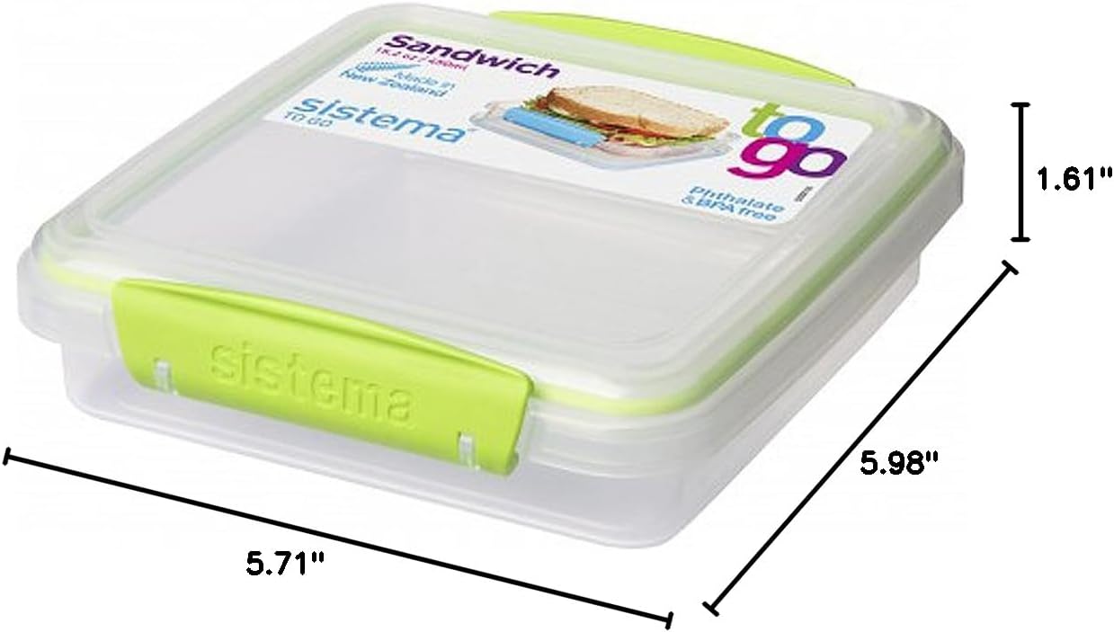 Sistema 450ml Sandwich Box to Go, One Box (Colors May Vary) - Image 3