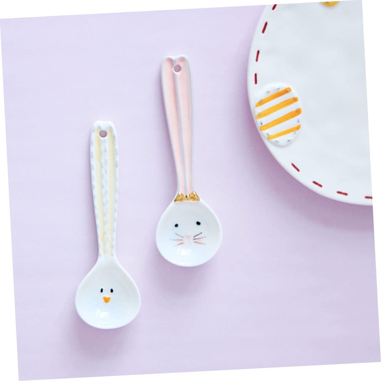 Alipis 4stücke Cartoon Keramik Löffel Ergonomische Frühstücks Und Suppenlöffel Gesundes Sicheres Design Für Kaffee Und Desserts Farbenfrohe Dekoration Für Jede Küche
