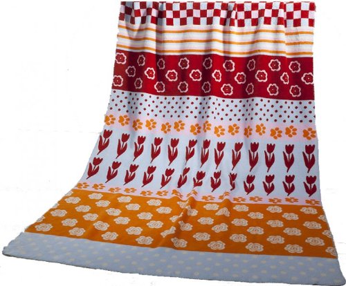 Preisvergleich Produktbild Bio Wohndecke Baumwolle rot / bunt
