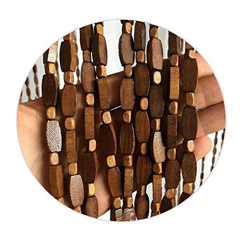 Cortina de puerta hecha a mano con cuentas de madera de café vintage para puerta, divisor de habitación, panel de mosquitera, tejido a mano, para colgar en la pared, decoración del hogar