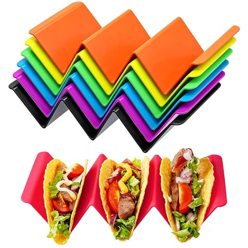 Houbobo Taco Holder Stands Colorful Taco Holders Set of 7 Each Can Hold 2 to 3 Tacos Premium Taco Rack for Family Meals and Taco Nights Microwave & Dishwasher Safe