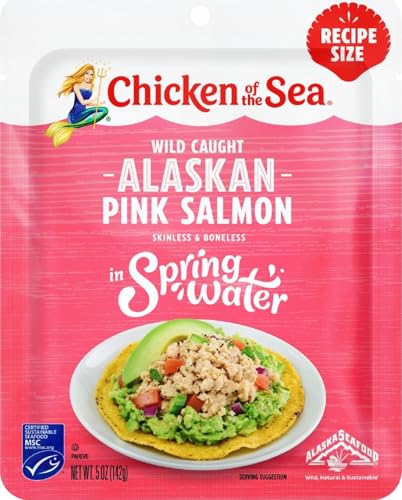 Image of Chicken of the Sea Alaskan Pink Salmon in Spring Water, 5 Ounce Packet (Pack of 1), Wild Caught Salmon, Skinless & Boneless