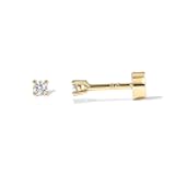 14K Gold Plated Solid 925 Sterling Silver Post Cubic Zirconia Stud Flat Back Earrings for Women | Cartilage Earring | Helix Piercing Jewelry | Small Stud Earrings for Women