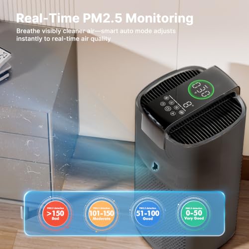 Image of MERONTE MR7566-WF HEPA Air Purifier for Large Room Home, 3600 ft, Charcoal