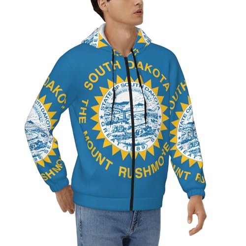 Sweat à capuche zippé thermique homme contre le froid veste Dakota du Sud