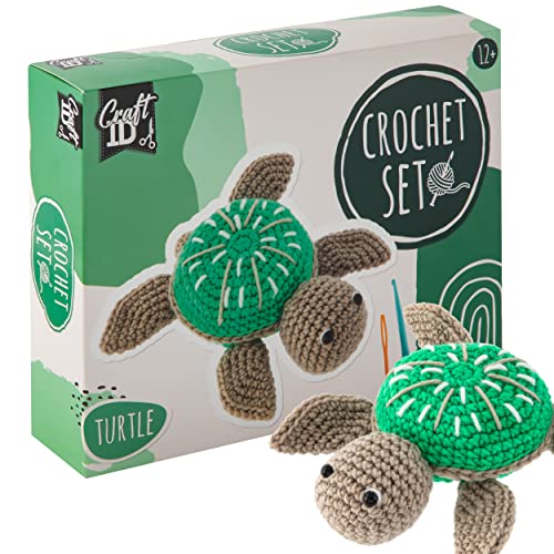 Craft ID Schildkröten-Häkelset | Amigurumi-Set | Häkelpaket | Häkelnadelset Kinder und Erwachsene | Häkelpakete Kuscheltiere | Häkelset-Tiere | Erfahrene Häkeler | Crochet kit