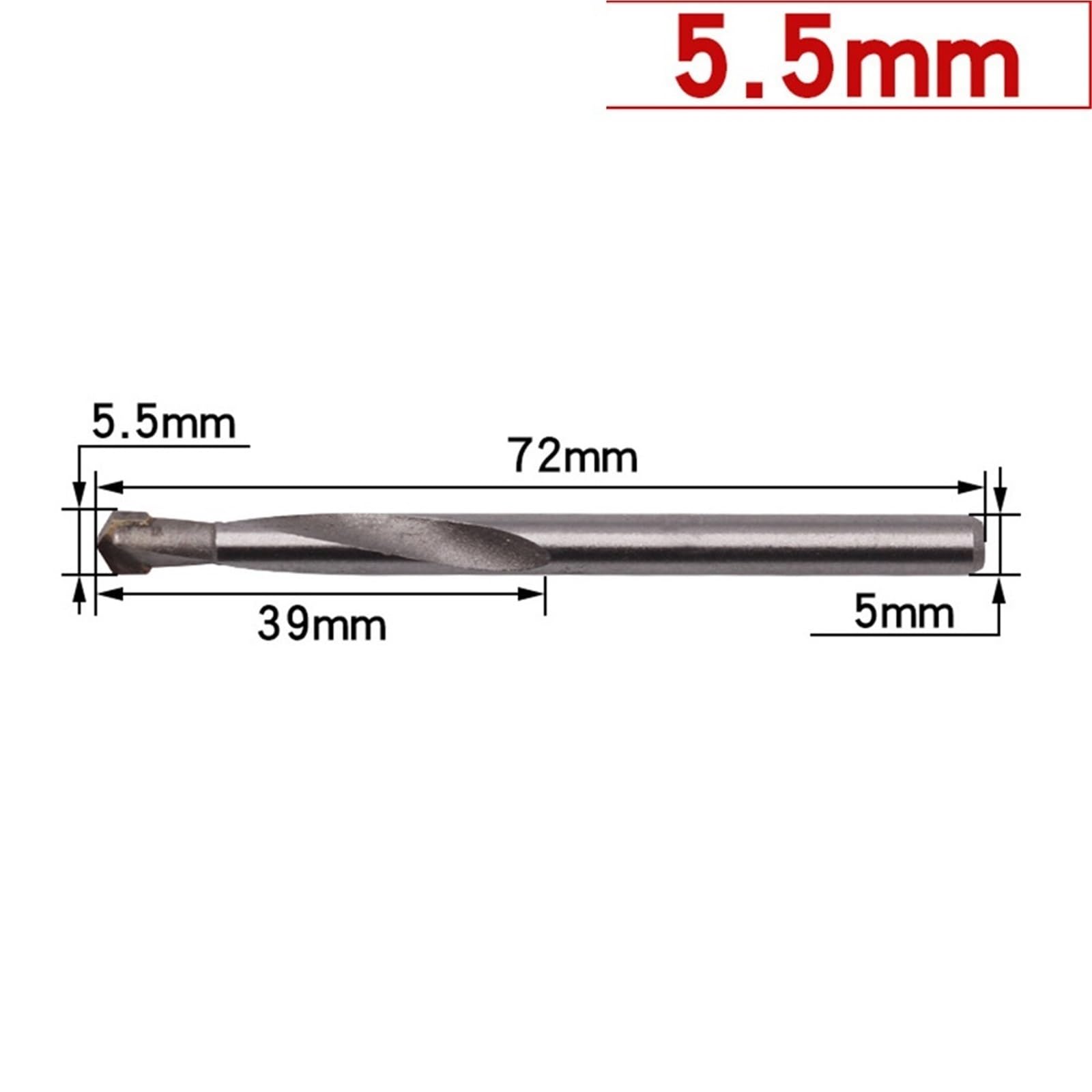 Hartmetall-Bohrer, passend for Edelstahl, Metall, Holz, Kunststoff, Bohren, professionelle Handwerkzeuge Hartmetallspitze(5.5mm)