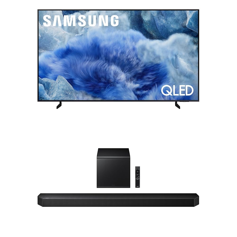 Samsung 75-Inch Class QLED Q8F 4K UHD Smart TV (2025 Model) Q4 AI Processor, 100% Color Volume + Samsung Q800F 5.1.2ch Q Series Soundbar + Subwoofer, Wireless Dolby Atmos (HW-Q800F, 2025)
