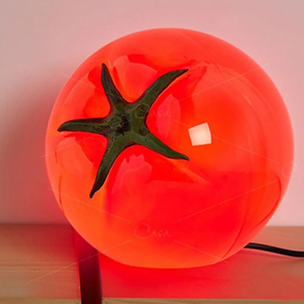 Lampada da tavolo LED a forma di pomodoro per interni, dimmerabile, Tomato Lamp, porta USB, 3 livelli di luminosità, 3000K-6000K, lampada da comodino a forma di frutta, Art Déco, luce da