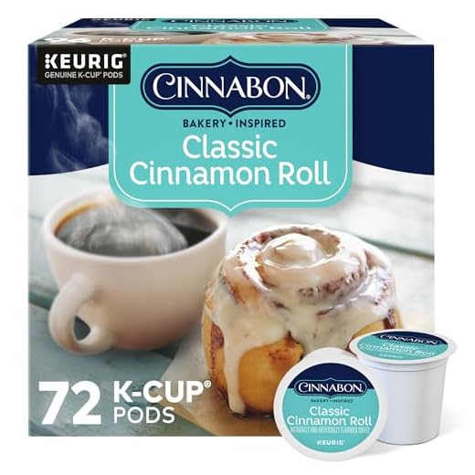 Cinnabon Classic Cinnamon Roll, Single-Serve Keurig K-Cup Pods, Flavored Coffee, 12 Count (Pack of 6)