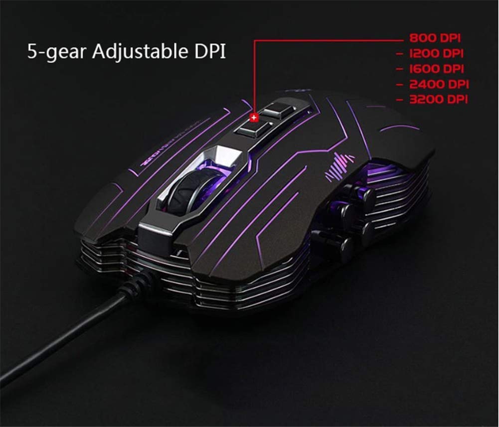 Mouse da gioco Gaming Mice Mouse da gioco a vibrazione cablata con ottica USB 9D a LED a 3200 DPI LED a 7 colori