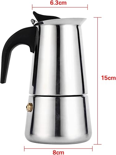 Miniatura 2 de Máquina de café expreso para estufa, portátil de acero inoxidable, cafetera italiana para café expreso italiano, para hogar, oficina, camping,