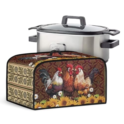 Cugasmaru Sunflower Chicken Slow Cooker Dust Cover Oval Small Fits for 6 7 8 Quart Oval Slow Cooker Small Appliance Covers