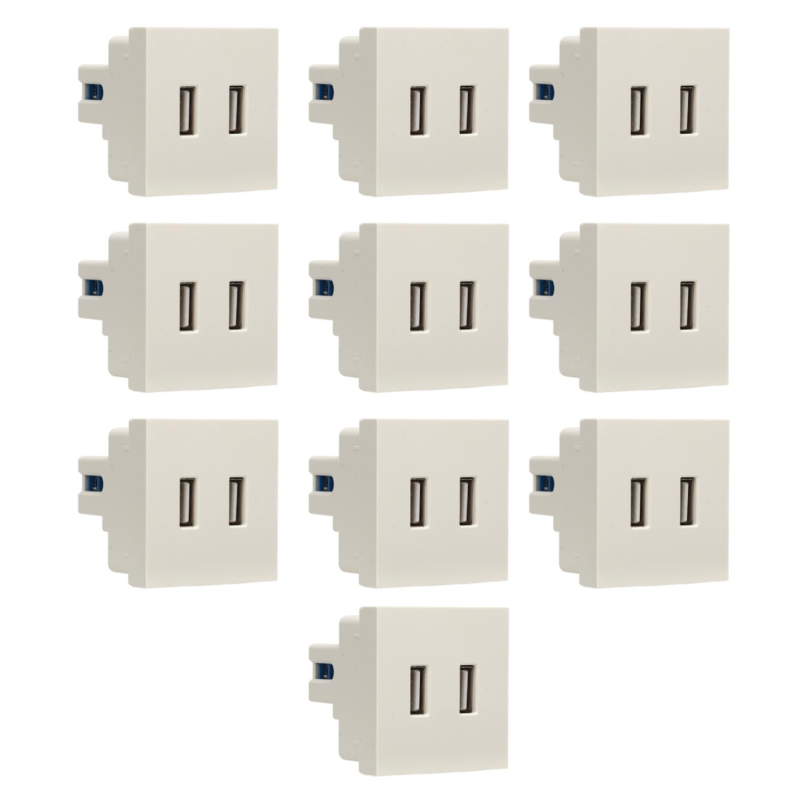 10PCS USB en Toma de Pared, Cargador de 2 Puertos de 10 W Carga Eficiente en Diseño de Pared Rendimiento Confiable Uso Versátil Solución de Ahorro de Espacio para Casas Rodantes
