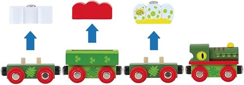 Miniatura 2 de Bigjigs Rail - Ferrocarril de madera de dinosaurio y vagones de tren