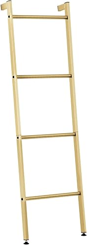 Miniatura 8 de mDesign Toallero de baño decorativo de metal para apoyar en la pared, para baño, cocina sostiene toallas, mantas, colchas, 4 niveles, latón suave