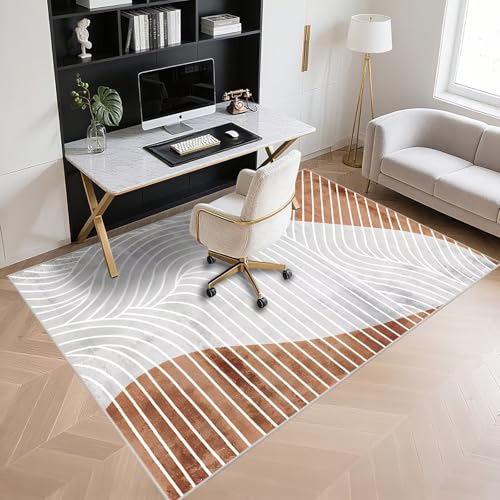 Tapis de salon antidérapant gris-marron 130x200cm sécurisé pour cuisine active - 5