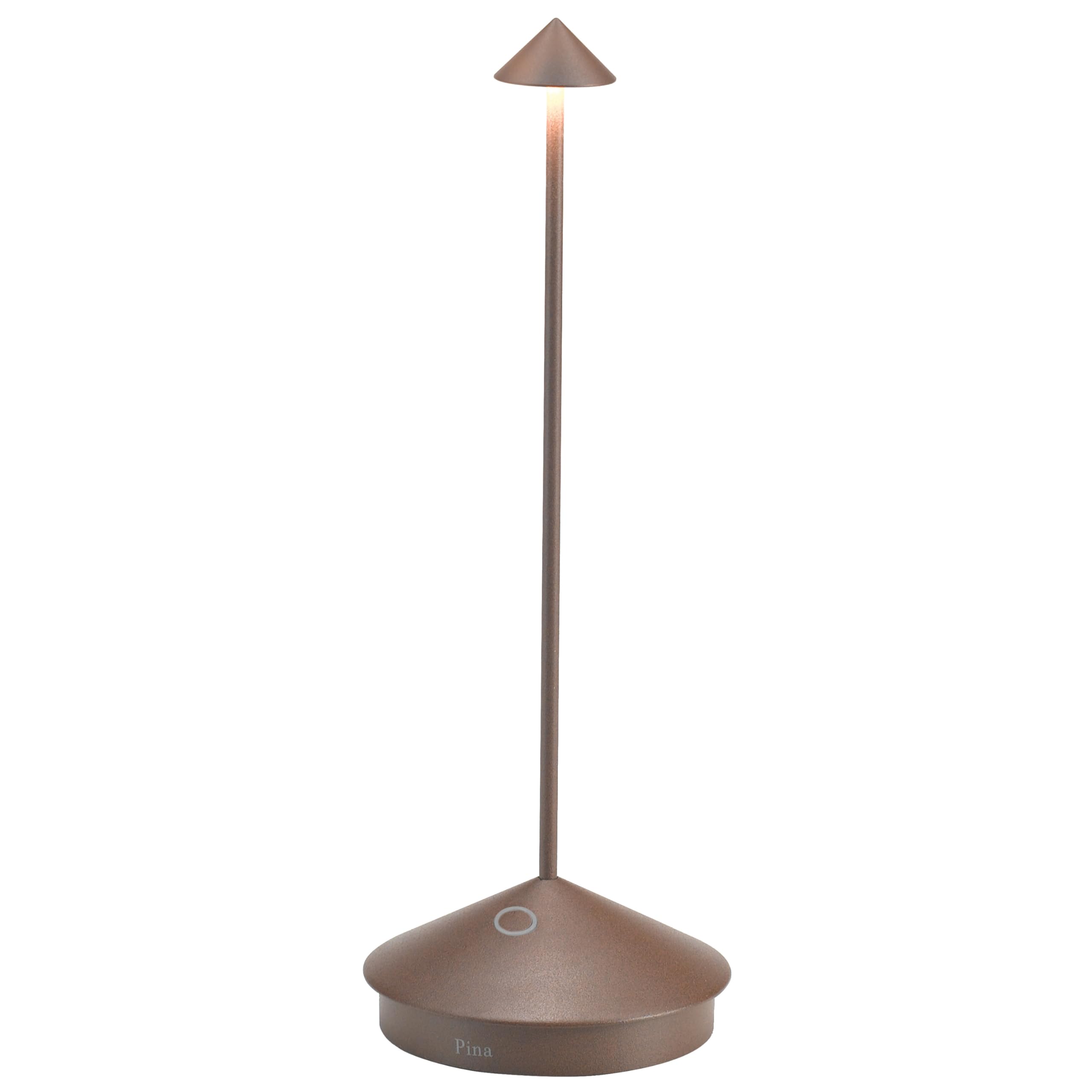 Zafferano, Pina Lamp, Rechargeable and Wireless Table Lamp with Touch Control, Suitable for Living Room and Outdoor, Dimmer, 2200-3000K, Height 29cm, Corten Colour