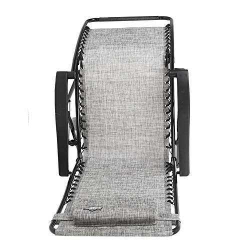 Guidesman Lc-8014 Foldable Locking Weather Resistant Outdoor Steel Framed Zero Gravity Reclining Lounge Chair With Headrest Pillow, Gray #TOP4