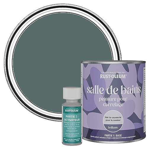 Rust-Oleum Peinture Verte Résistante à l'eau pour Carrelage de Salle de Bain, Finition Brillante - Deep Sea 750ml