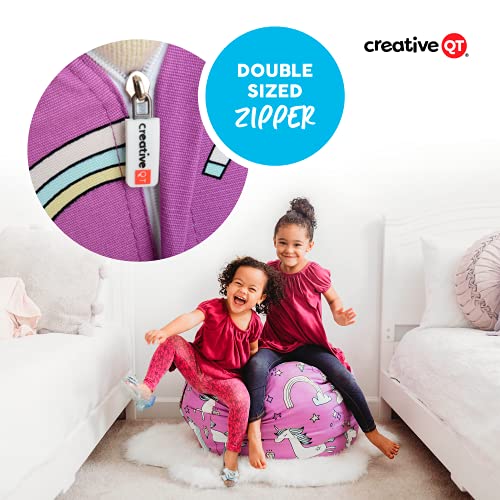 Creative QT Stuff ’n Sit Extra Large 38’’ Bean Bag Storage Cover for Stuffed Animals & Toys, Giant Bean Bag Chair for Plush, Toddler & Kids Bedroom Organizer, Hot Pink Corduroy, Stuffed Animal Storage - Thumbnail 7