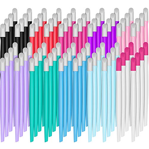 80 Pieces Plastic Handle Nail Cuticle Pusher Rubber Tipped Nail Cleaner Colored Nail Art Tool for Men and Women