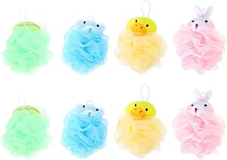 Beaupretty 8 Pcs Banho Esponjas Dos Desenhos Animados Crianças Animais Loofá Banho Pouf Mesh Animal Brinquedo Banho Esponja Crianças Batalhas Bolas Corpo Esferas Esferas de Banho Esponja