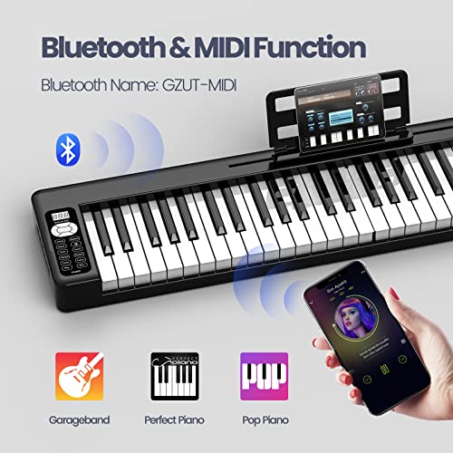 Cossain COS-61-BX11-BLACK Piano Keyboard 61 Keys, Folding Digital Piano With Bluetooth [Rechargeable/Touch Sensitive/Semi-Weighted] Portable Piano Keyboard thumb #5