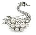 Produktbild Kristall klar, Glas weiß Perle Swan Brosche in Rhodium-Plattierung  45 mm