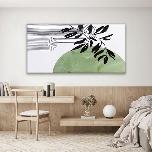Image of TAIJXAGSG Canvas Art Wall Decor Boho Green Wall Art For Living Room Modern Century Canvas Prints Paintings Pictures Botanical Bohemain Wall Art For Hotel Home Wall Artwork 24x48 Inch