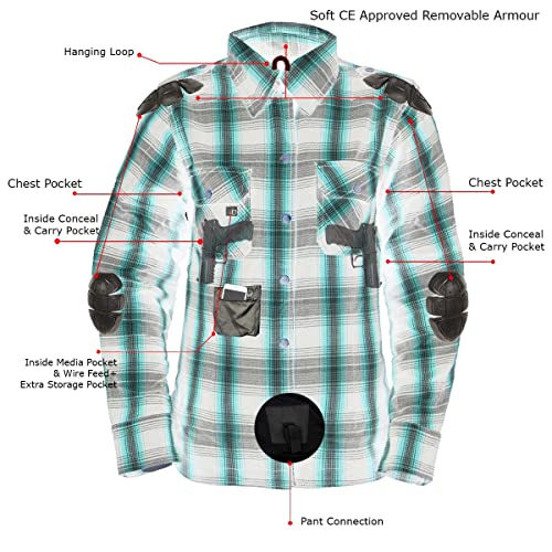 Image of Milwaukee Leather Women's Motorcycle Plaid Armored Flannel Riding Shirt with Aramid Fiber Reinforced and CE Armor