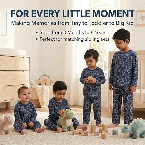 Image of The Mom Store Kids Cotton Night Suit for Boys and Girls | Soft Breathable Night Dress for Kids Boys and Girls | Printed Nightsuit Pajama Set | Comfortable All-Season Sleepwear for Daily Use
