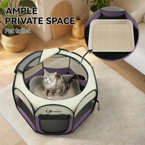Image of Siedihit Dog Cat Playpen Puppy Pet Crate Tent Cage (Light Purple,Small)