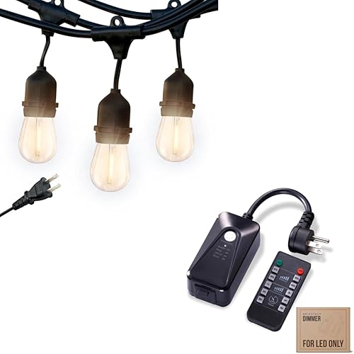 Brightech Ambience Pro - Guirnalda de luces LED para exteriores con regulador de intensidad inteligente con control remoto, luces de patio de grado