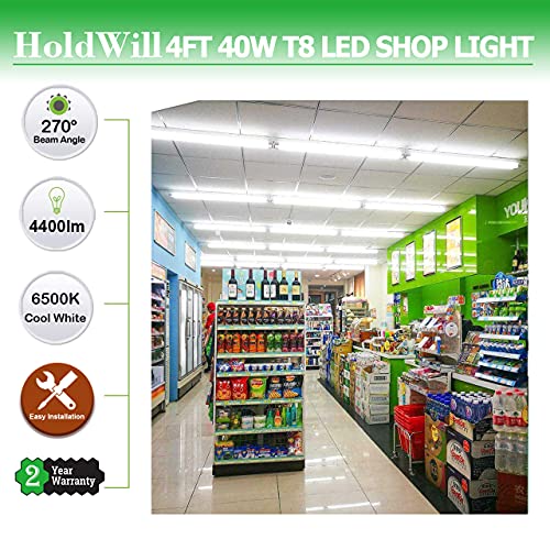 Holdwill 6 Pack T8 Led 4Ft 40W Integrated V Shaped Tube Light,Linkable White Daylight 6000K Integrated Fixture Garage Lights, Indoor Led Shop Lights For Workshop With On/Off Switch Cable Clear Cover #TOP4
