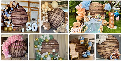 Leowefowa Rustic Wood Round Backdrop Cover(Without Stand) 7X7Ft Polyester Wood Birthday Background For Photo Girl Boy Birthday Baby Shower Gender Reveal Party Banner Bridal Shower Grad Prom Photo Prop #TOP6