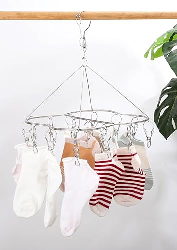 Miniatura 6 de Estante para secadora de calcetines, estante grande de acero inoxidable para secar al aire, colgador de calcetines, colgador de ropa interior,