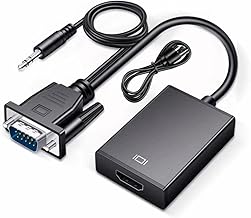 ETZIN VGA to HDMI Adapter, Gold-Plated VGA to HDMI Converter (Male to Female) with 0.5FT Audio Cable from PC, Monitor, Uni-Directional VGA (Source) to HDMI (Display)