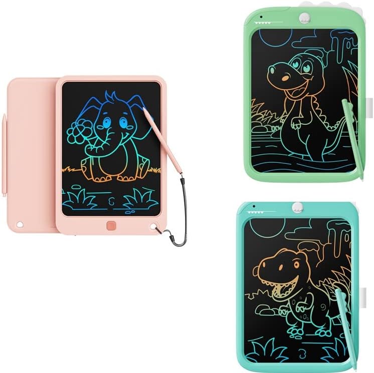 10 Inch LCD Writing Board for Kids,Colorful Doodle Board Drawing Tablet(Pink+Green+Blue-W)