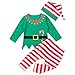 CHICTRY Elfo Costume di Natale Bambino Neonato Cotone Costume da Babbo Natale 3 PCS Maglietta Manica Lunga + Pantaloni Righe + Cappello a Punto Pigiama Natale Invernale Verde 12-18 Mesi