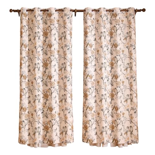 Image of ISAENNE Designer French Linen Printed Curtains,2 Panels,79 inchx65 inch-Murad