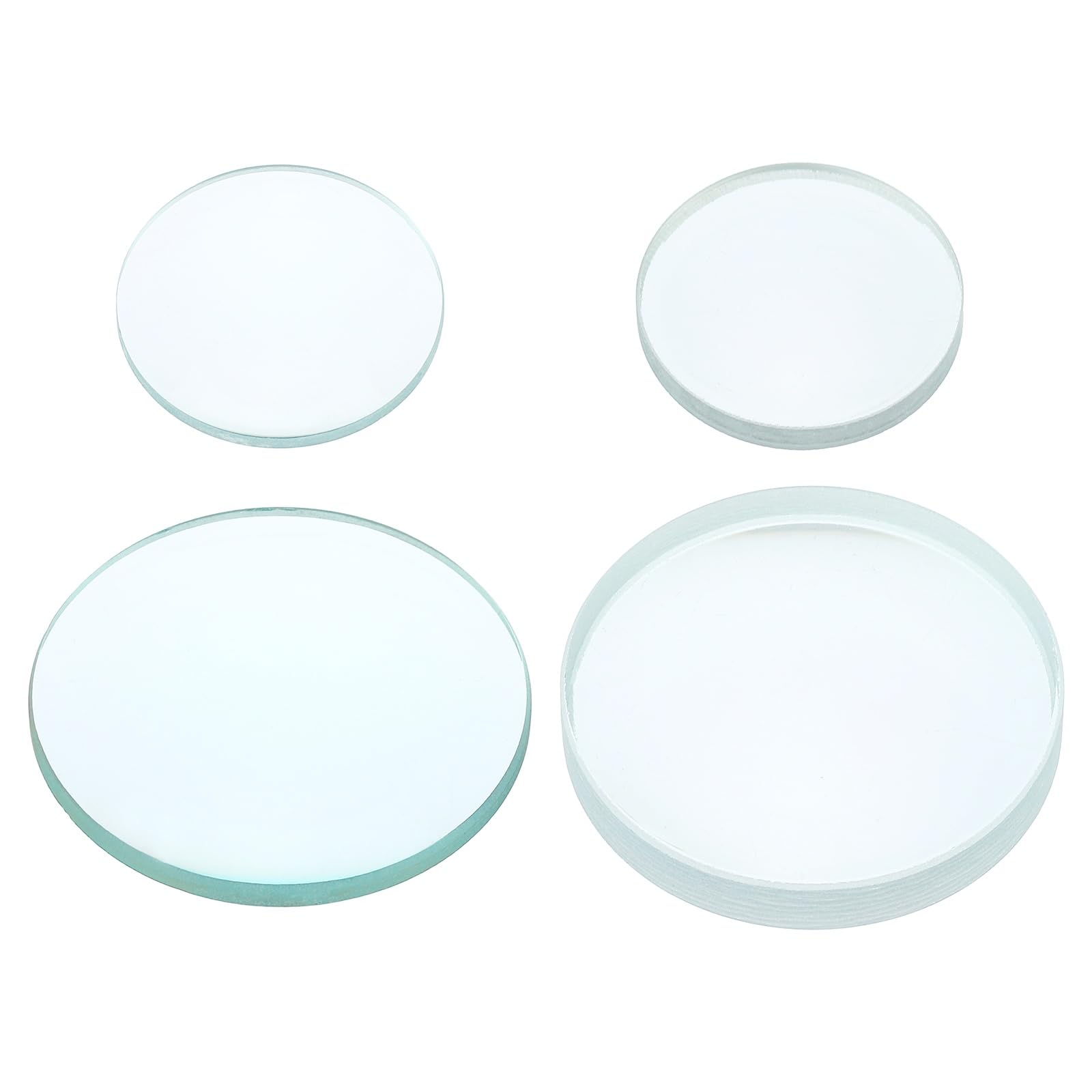 PATIKIL Convex Lens, 50-75 100-100mm Focal Length 30/50mm (1.18/1.97") Diameter Round Glass Magnifying Telescope Lens Trial Set Ground Edge for Lab Physics Class Optics, 4 Pcs
