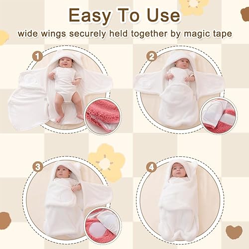 Image of AiWMGL Baby Swaddle Boys Girls 3-6 Months Fleece Winter Warm Adjustable Newborn Swaddling Wrap Soft Blanket Sleeping Sacks Infant
